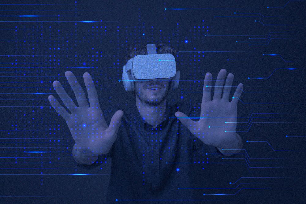 Homem usando um óculos de VR.